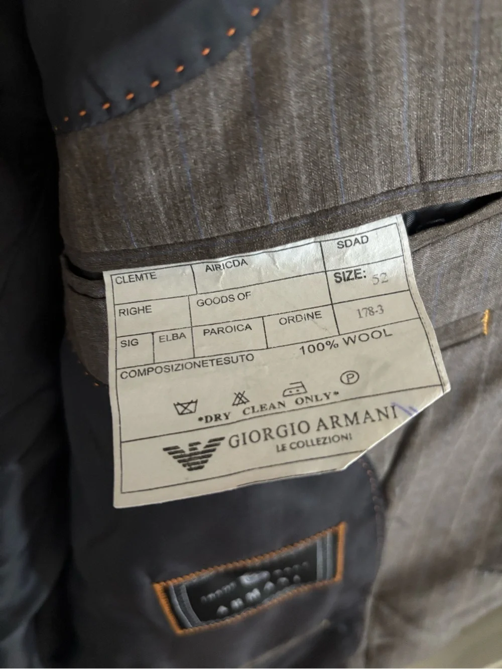 Giorgio Armani Men's Brown Pinstripe Sport Coat